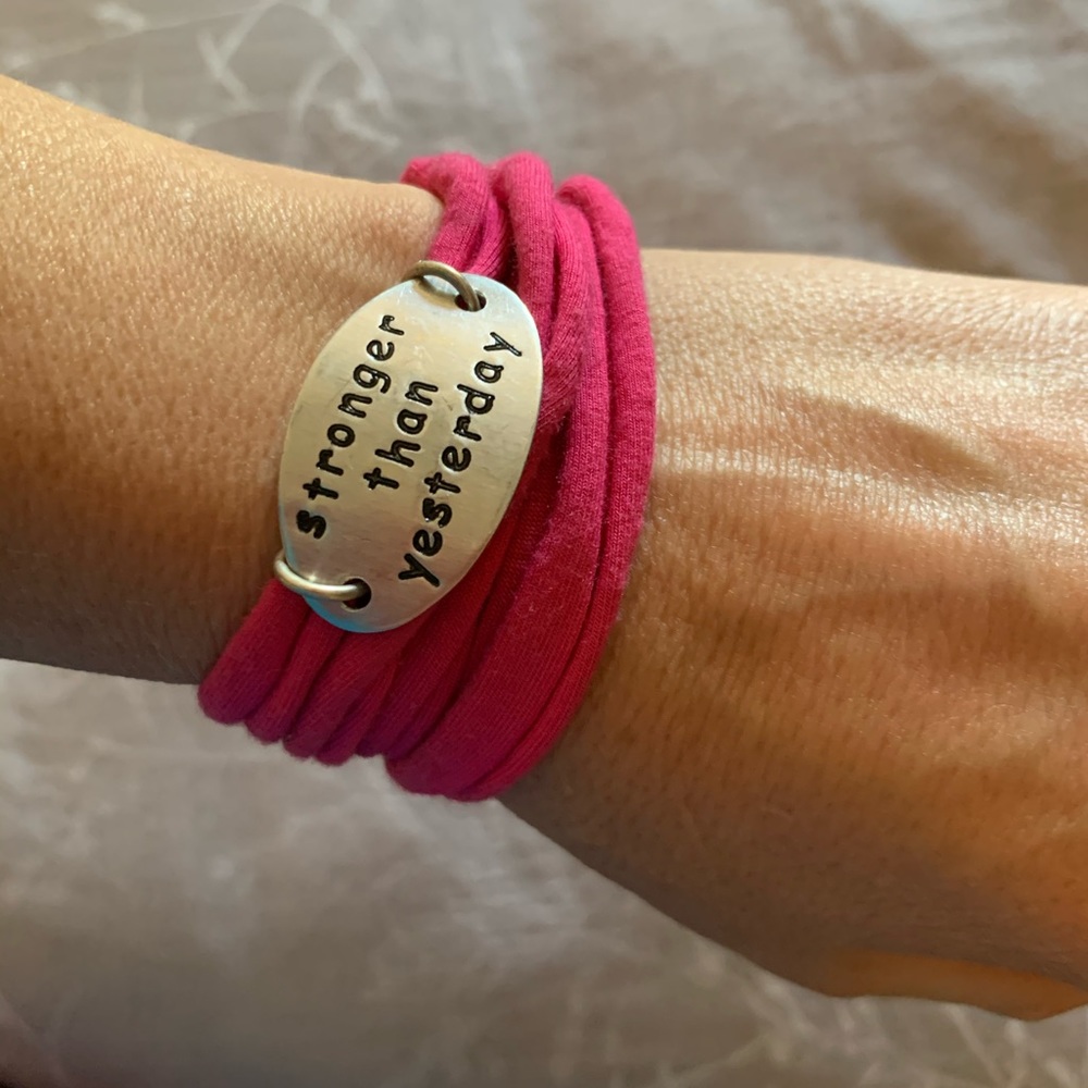 Stronger than yesterday word bracelet